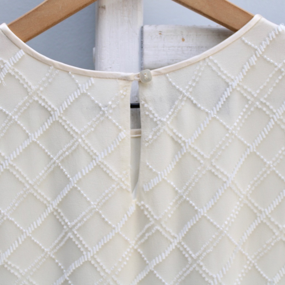 Dana Buchman Women’s Cream Silk Beaded Tank Blouse Size Large - Picture 5 of 9